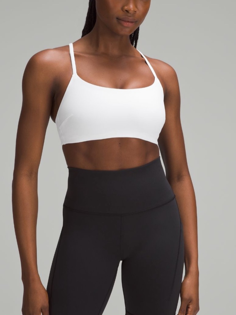 lululemon Wunder Train Strappy Racer White Bra C/D Cup Size 8